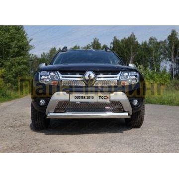Защита передняя овальная 75х42 мм ТСС для Renault Duster 2015-