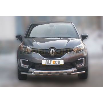 Защита передняя двойная Shark 60-60 мм ALFeco для Renault Kaptur 2016-