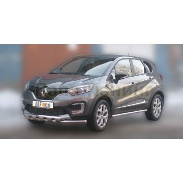 Защита передняя двойная Shark 60-60 мм ALFeco для Renault Kaptur 2016-
