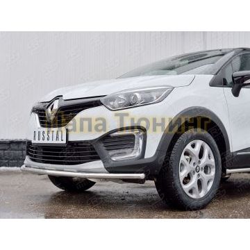 Защита переднего бампера d42 РусСталь для Renault Kaptur 2016-