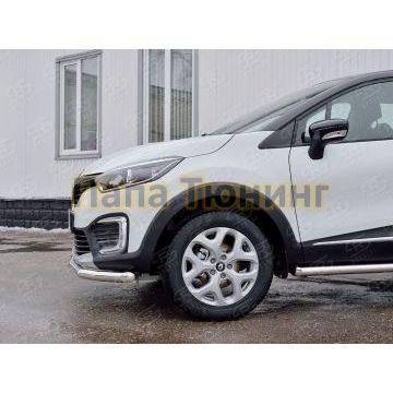 Защита переднего бампера d57 РусСталь для Renault Kaptur 2016-