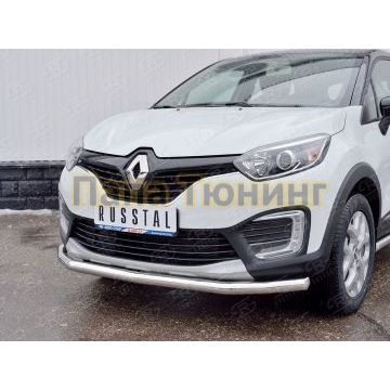 Защита переднего бампера d57 РусСталь для Renault Kaptur 2016-