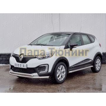 Защита передняя двойная 63-75х42 мм РусСталь для Renault Kaptur 2016-
