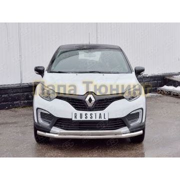 Защита передняя двойная 63-75х42 мм РусСталь для Renault Kaptur 2016-