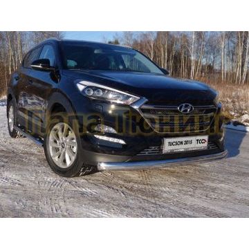 Защита передняя овальная 75х42 мм ТСС для Hyundai Tucson 2015-2018
