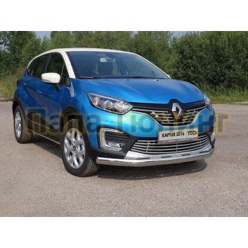 Защита передняя овальная 75х42 мм ТСС для Renault Kaptur 2016- Защита передняя овальная 75х42 мм ТСС для Renault Kaptur 2016-