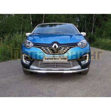 Защита переднего бампера с ДХО 60 мм ТСС для Renault Kaptur 2016- Защита переднего бампера с ДХО 60 мм ТСС для Renault Kaptur 2016-