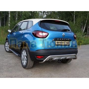 Защита заднего бампера 42 мм ТСС для Renault Kaptur 2016- Защита заднего бампера 42 мм ТСС для Renault Kaptur 2016-