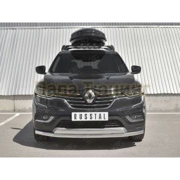 Защита передняя двойная 63-75х42 мм секции-дуга для Renault Koleos 2017-