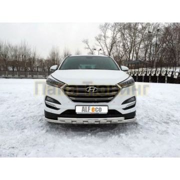 Защита переднего бампера Shark 60-60 мм ALFeco для Hyundai Tucson 2015-2021