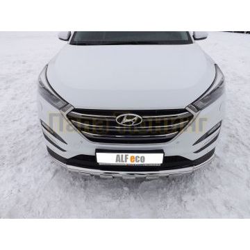 Защита переднего бампера Shark 60-60 мм ALFeco для Hyundai Tucson 2015-2021