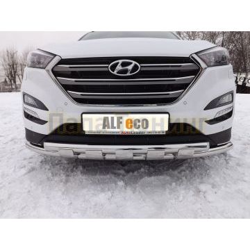 Защита переднего бампера Shark 60-60 мм ALFeco для Hyundai Tucson 2015-2021