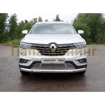 Защита передняя овальная с ДХО 75х42 мм ТСС для Renault Koleos 2017-