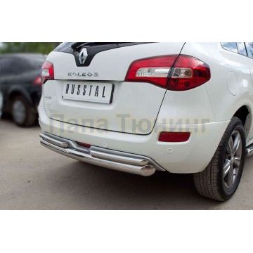 Защита заднего бампера двойная d57-d42 РусСталь для Renault Koleos 2011-2016