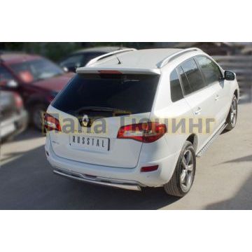 Защита заднего бампера овальная 75х42 мм РусСталь для Renault Koleos 2011-2016