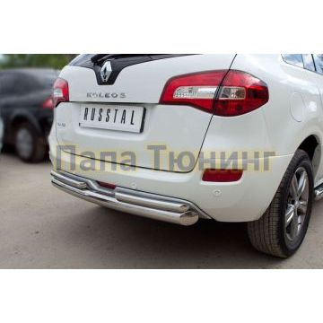 Защита заднего бампера двойная d76-d42 РусСталь для Renault Koleos 2011-2016