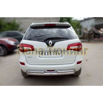 Защита заднего бампера двойная d76-d42 РусСталь для Renault Koleos 2011-2016