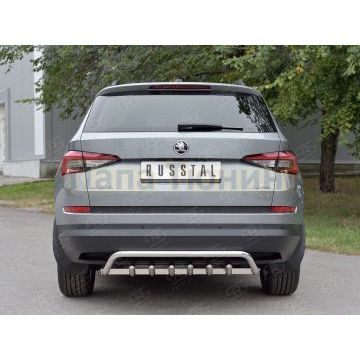 Защита заднего бампера с клыками 42-d42 РусСталь для Skoda Kodiaq 2017-