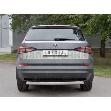 Защита заднего бампера овальная 75х42 мм РусСталь для Skoda Kodiaq 2017-