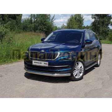 Защита передняя овальная 75х42 мм ТСС для Skoda Kodiaq 2018- Защита передняя овальная 75х42 мм ТСС для Skoda Kodiaq 2018-