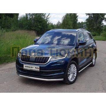 Защита переднего бампера 60 мм ТСС для Skoda Kodiaq 2018- Защита переднего бампера 60 мм ТСС для Skoda Kodiaq 2018-