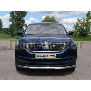 Защита переднего бампера с ДХО 60 мм ТСС для Skoda Kodiaq 2018- Защита переднего бампера с ДХО 60 мм ТСС для Skoda Kodiaq 2018-
