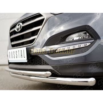 Защита передняя двойная d57-d42 РусСталь для Hyundai Tucson 2015-2021