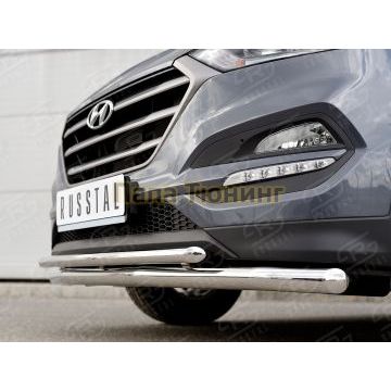 Защита передняя двойная d57-d42 РусСталь для Hyundai Tucson 2015-2021