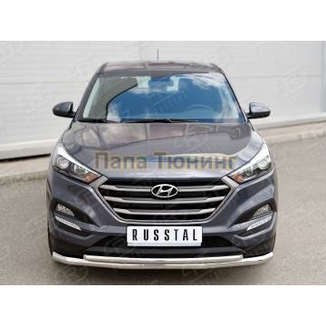 Защита передняя двойная d57-d42 РусСталь для Hyundai Tucson 2015-2021
