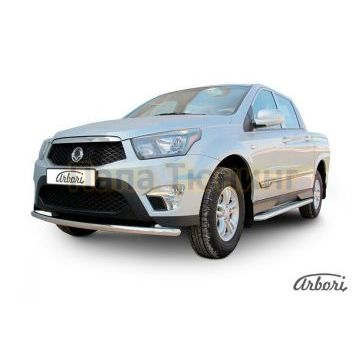 Защита переднего бампера 57 мм Slitkoff для SsangYong Actyon Sports 2012-2015