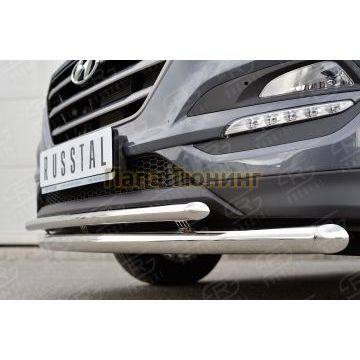 Защита передняя двойная d57-d42 РусСталь для Hyundai Tucson 2015-2021