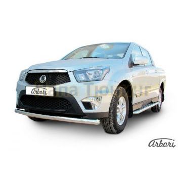 Защита переднего бампера 76 мм Slitkoff для SsangYong Actyon Sports 2012-2015
