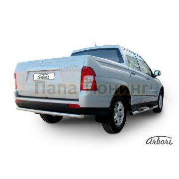 Защита заднего бампера радиусная 57 мм Slitkoff для SsangYong Actyon Sports 2012-2015