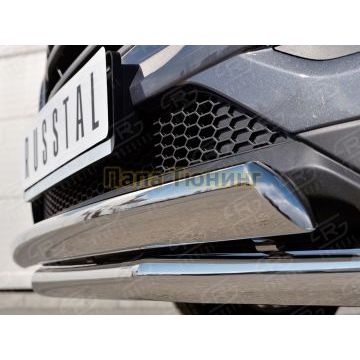 Защита передняя двойная 63-75х42 мм РусСталь для Hyundai Tucson 2015-2021