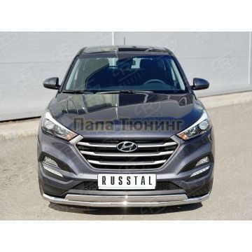 Защита передняя двойная 63-75х42 мм РусСталь для Hyundai Tucson 2015-2021