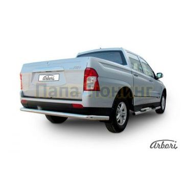 Защита заднего бампера длинная 76 мм Slitkoff для SsangYong Actyon Sports 2012-2015