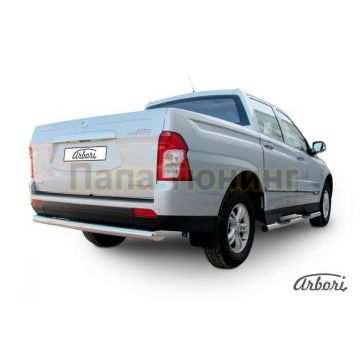 Защита заднего бампера радиусная 76 мм Slitkoff для SsangYong Actyon Sports 2012-2015