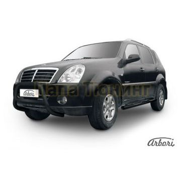 Кенгурин чёрная сталь низкий 57 мм Slitkoff для SsangYong Rexton 2 2010-2012
