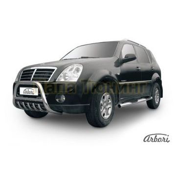 Кенгурин низкий с клыками 57 мм Slitkoff для SsangYong Rexton 2 2010-2012