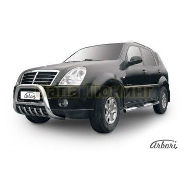Кенгурин низкий с клыками 76 мм Slitkoff для SsangYong Rexton 2 2010-2012