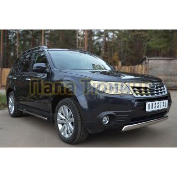 Защита передняя овальная 75x42 мм РусСталь для Subaru Forester SH 2008-2013