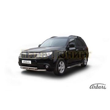 Защита передняя двойная 76-57 мм Slitkoff для Subaru Forester 2008-2013 Защита передняя двойная 76-57 мм Slitkoff для Subaru Forester 2008-2013