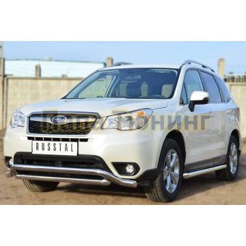 Защита передняя двойная d57-d57 РусСталь для Subaru Forester SJ 2013-2016