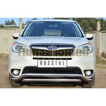 Защита передняя двойная d57-d57 РусСталь для Subaru Forester SJ 2013-2016