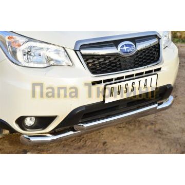 Защита передняя двойная d76-d57  РусСталь для Subaru Forester SJ 2013-2016
