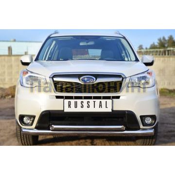 Защита передняя двойная d76-d57  РусСталь для Subaru Forester SJ 2013-2016
