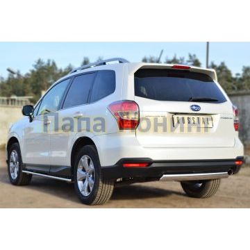 Защита заднего бампера овальная 75х42 мм РусСталь для Subaru Forester SJ 2013-2016