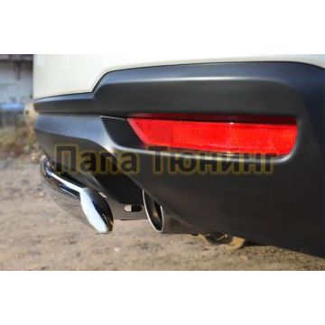 Защита заднего бампера овальная 75х42 мм РусСталь для Subaru Forester SJ 2013-2016