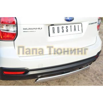 Защита заднего бампера овальная 75х42 мм РусСталь для Subaru Forester SJ 2013-2016
