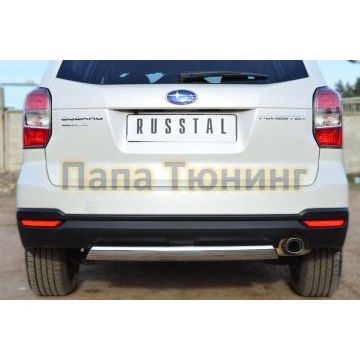 Защита заднего бампера овальная 75х42 мм РусСталь для Subaru Forester SJ 2013-2016